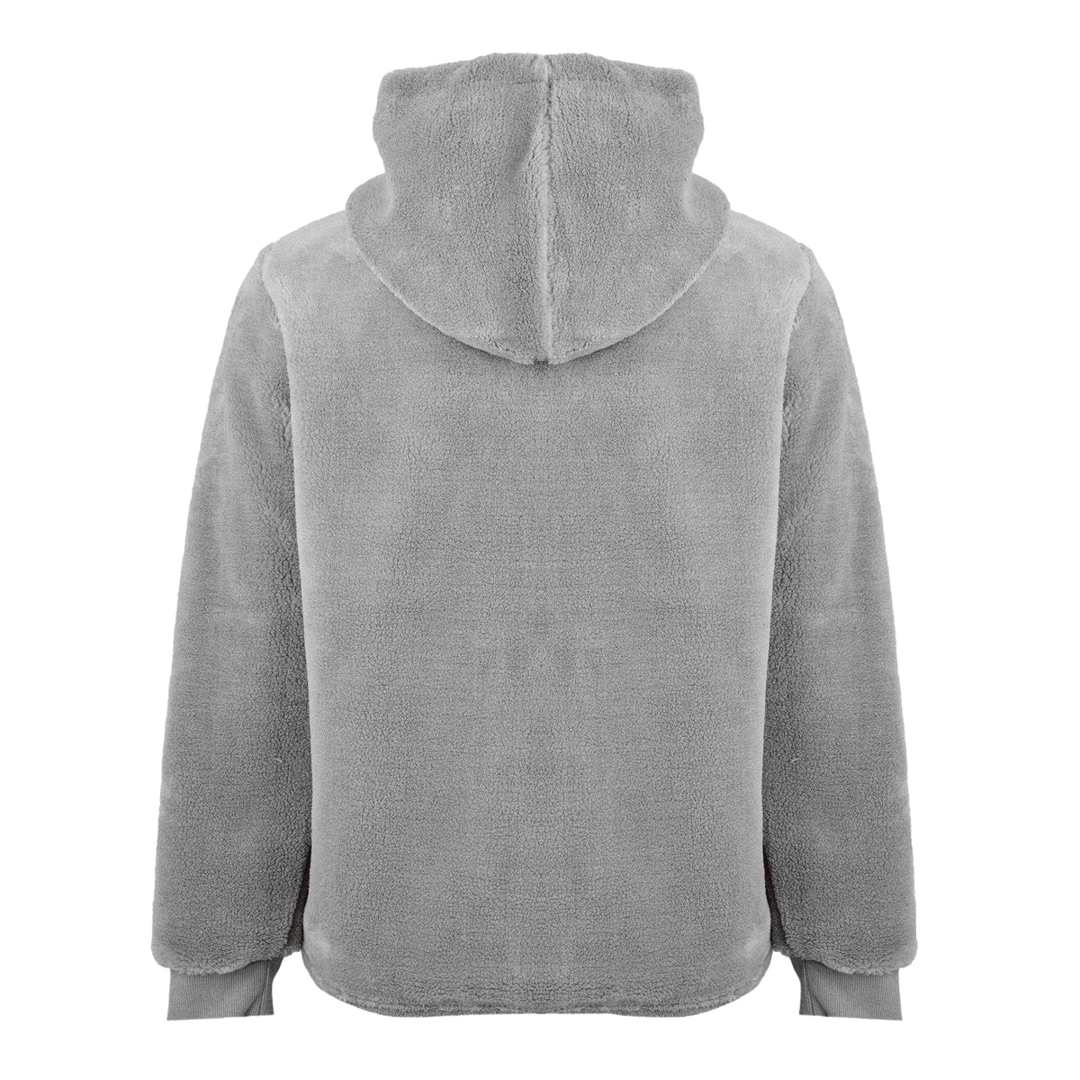 Grey - Back - MKI MIYUKI ZOKU Mens Sherpa Half Zip Relaxed Fit Hoodie