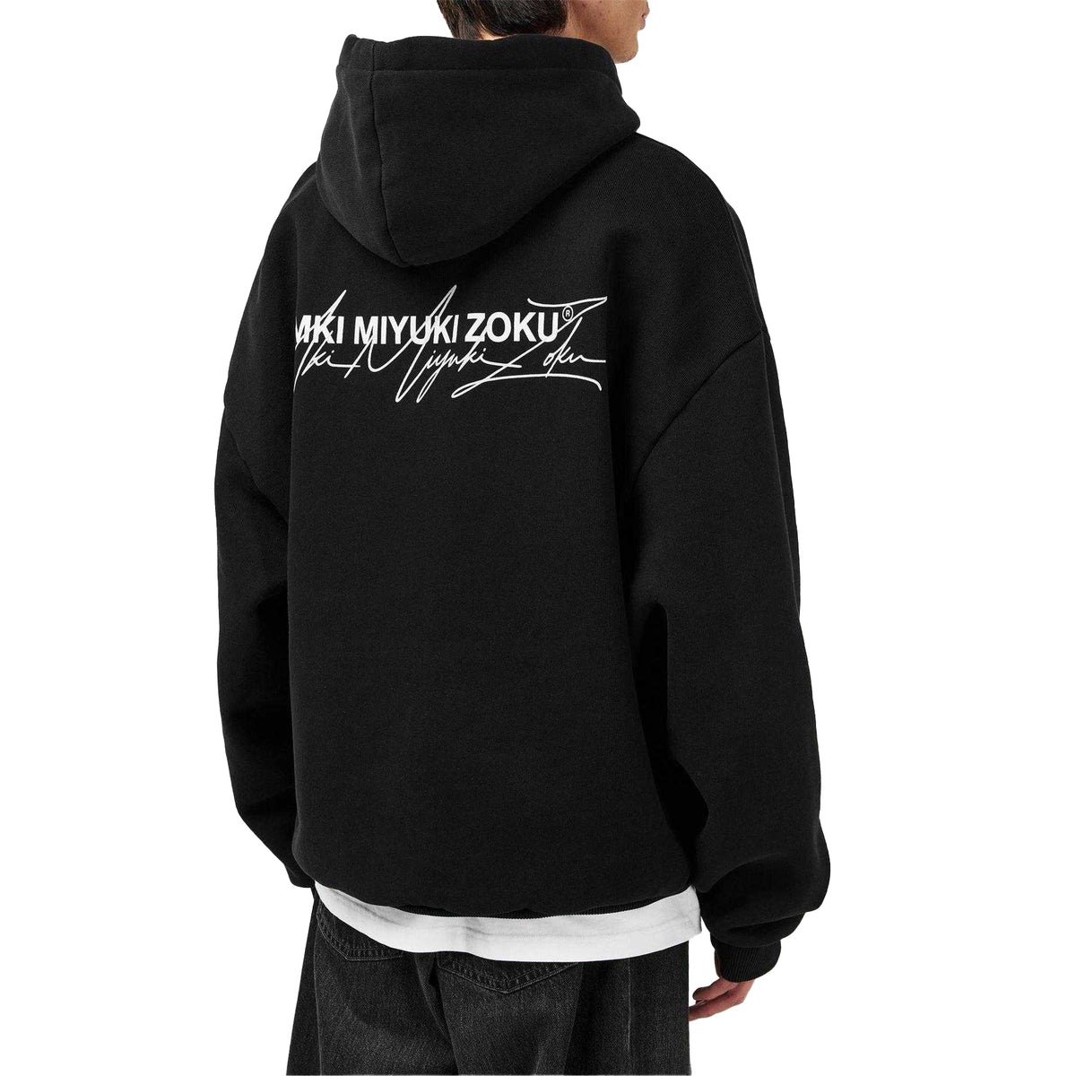 Black-Grey - Pack Shot - MKI MIYUKI ZOKU Mens Script Hoodie