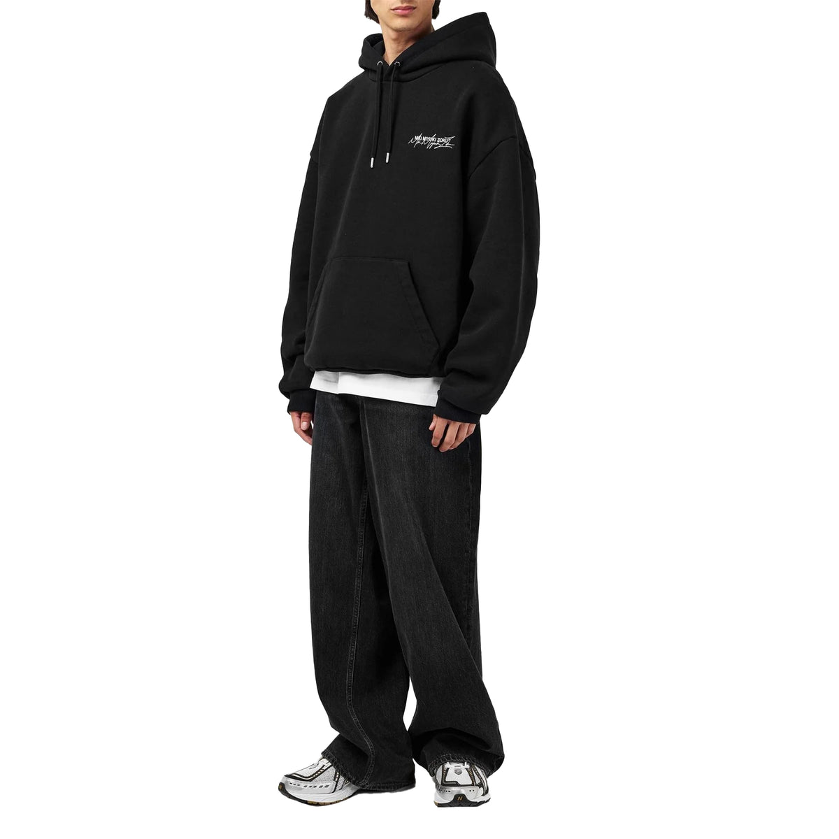 Black-Grey - Close up - MKI MIYUKI ZOKU Mens Script Hoodie