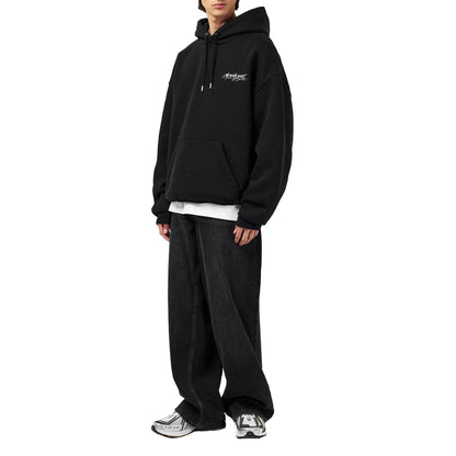 Black-Grey - Close up - MKI MIYUKI ZOKU Mens Script Hoodie