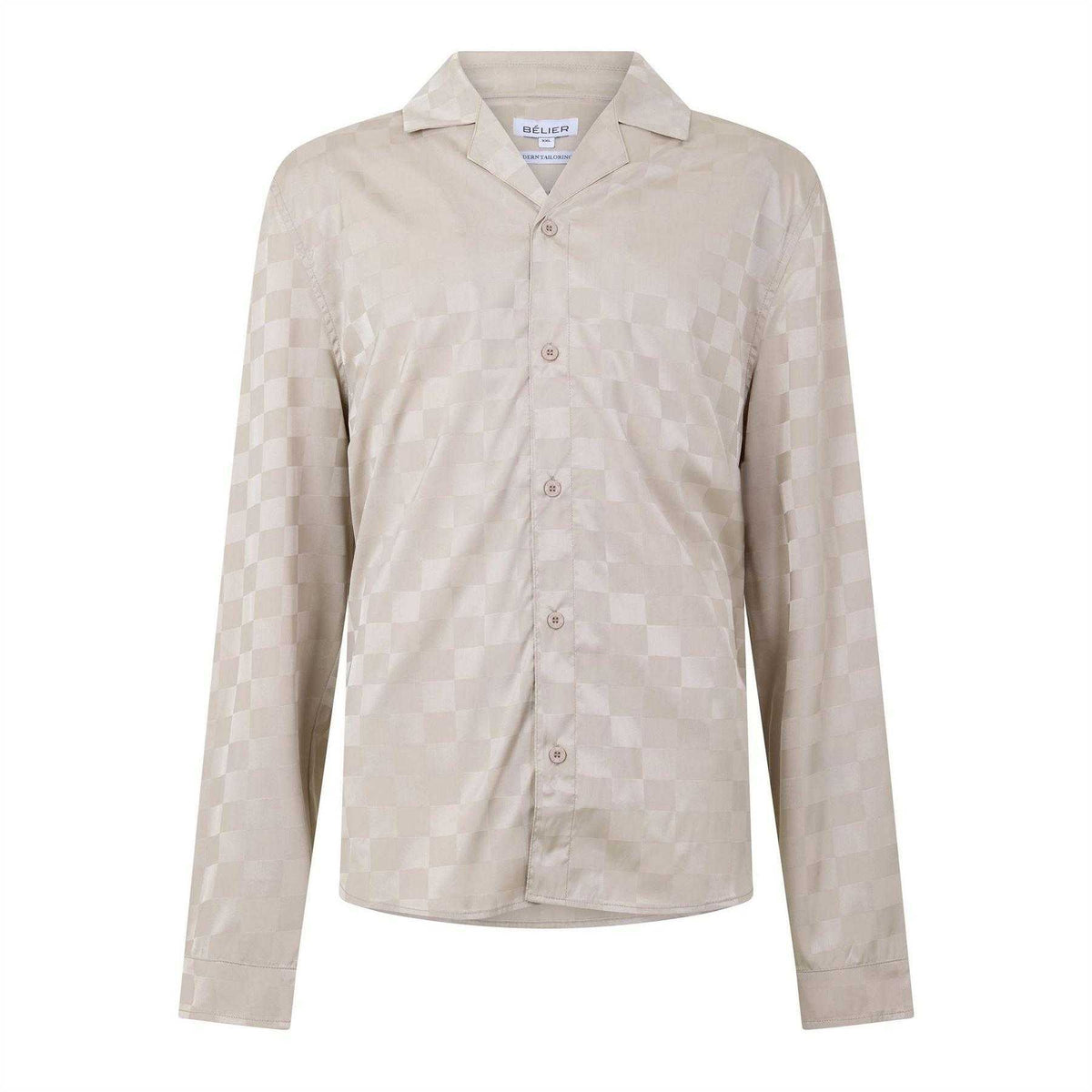 Champagne - Front - Belier Mens Squares Jacquard Shirt