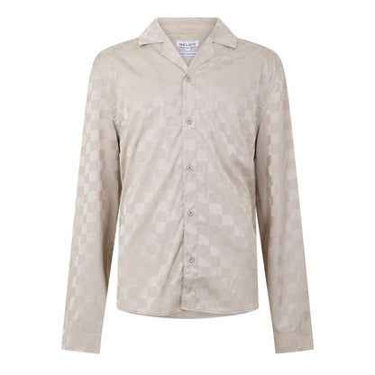 Champagne - Front - Belier Mens Squares Jacquard Shirt