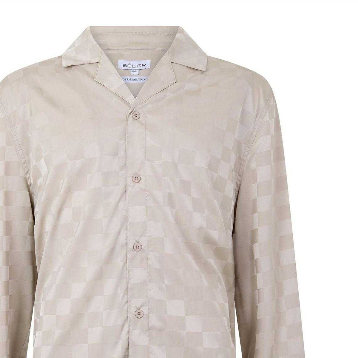 Champagne - Side - Belier Mens Squares Jacquard Shirt