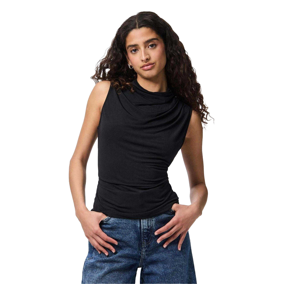 Black - Lifestyle - Pieces Womens-Ladies Madison Draped Top