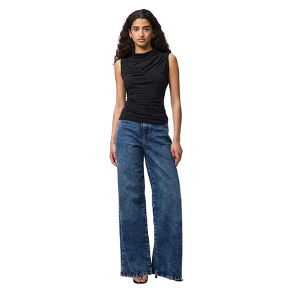 Black - Pack Shot - Pieces Womens-Ladies Madison Draped Top