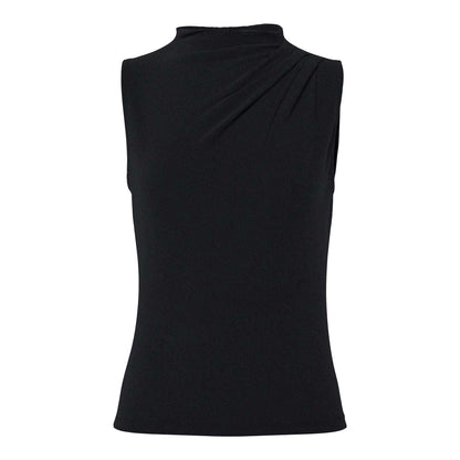 Black - Front - Pieces Womens-Ladies Madison Draped Top
