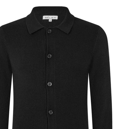 Black - Side - Belier Mens Knitted Overshirt