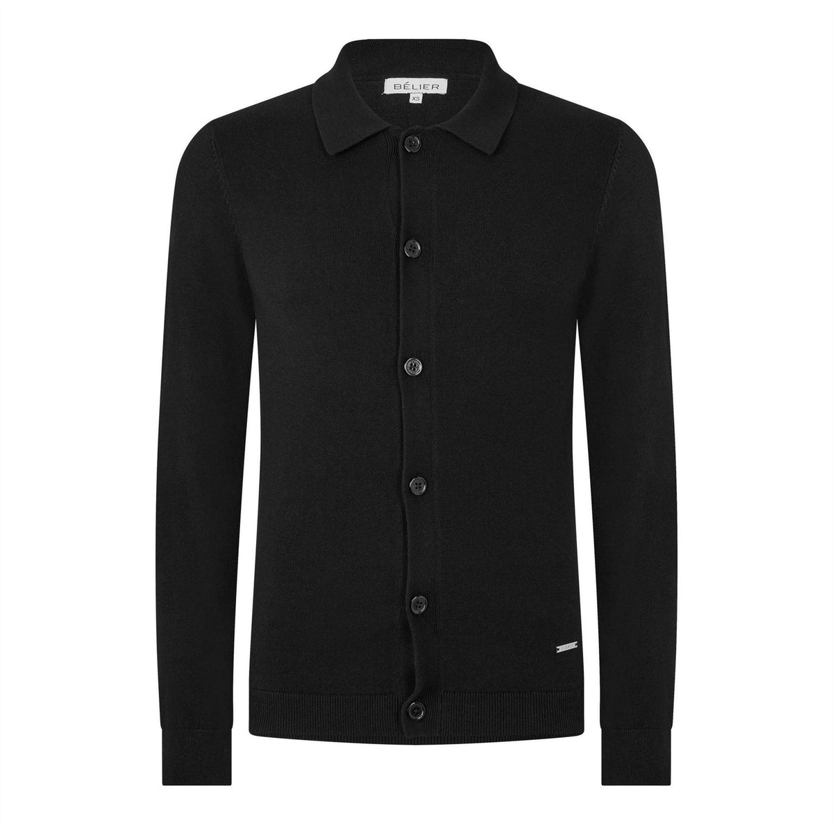 Black - Front - Belier Mens Knitted Overshirt