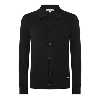 Black - Front - Belier Mens Knitted Overshirt