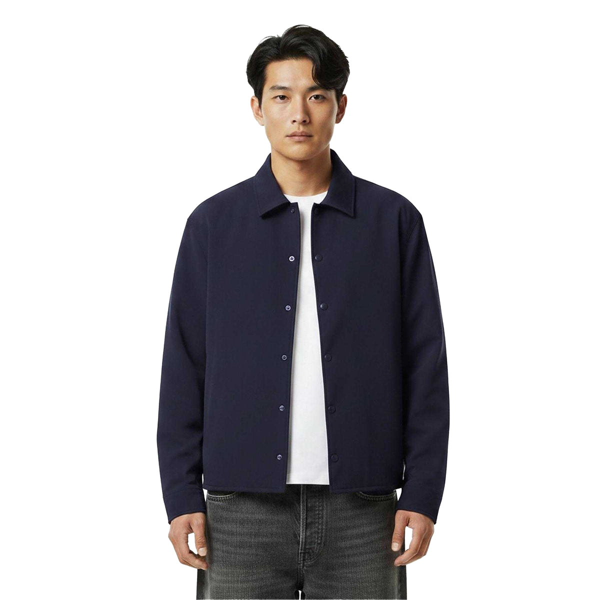 Jet Black - Side - Guess Mens Achille Plain Overshirt