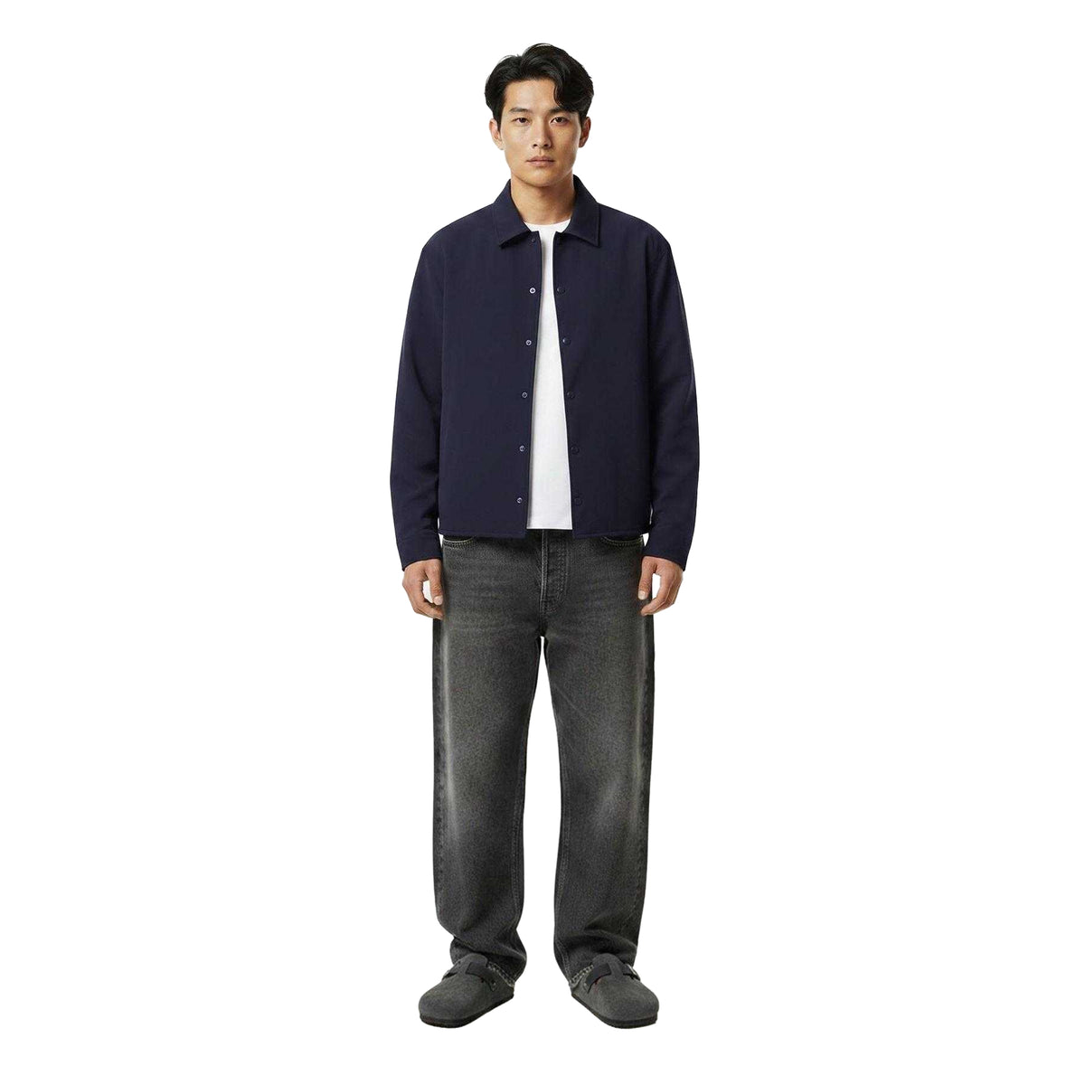 Jet Black - Pack Shot - Guess Mens Achille Plain Overshirt