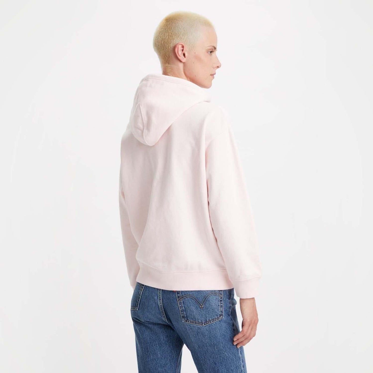 Pink - Back - Levis Womens-Ladies Standard Hoodie
