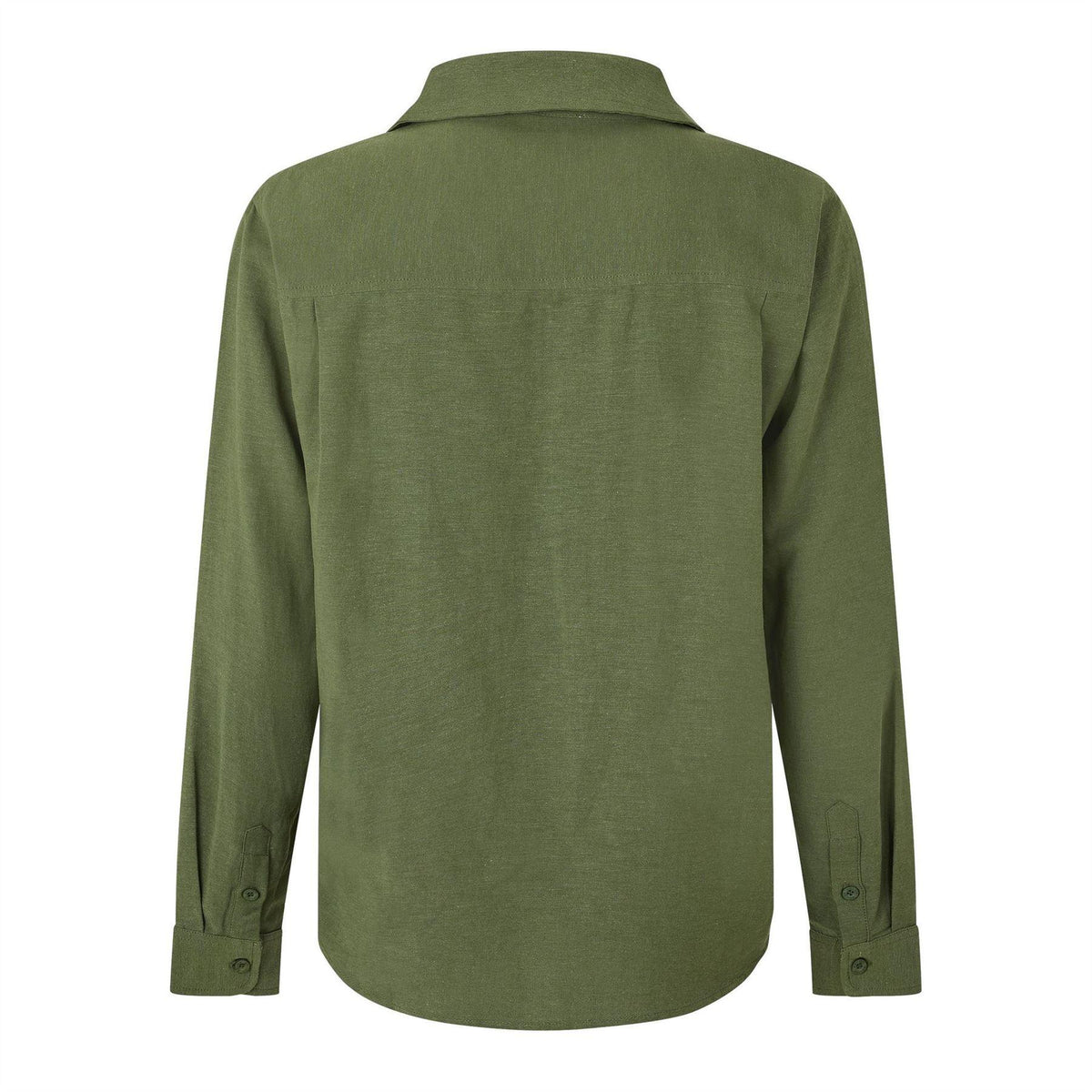 Olive - Back - Belier Mens Linen Long-Sleeved Shirt