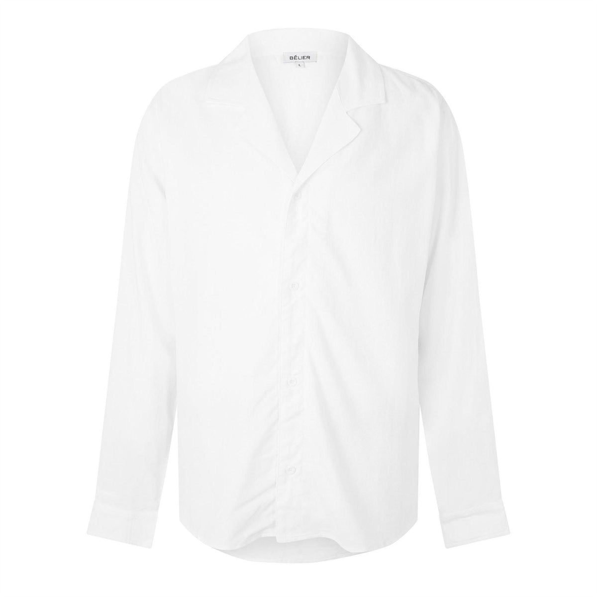 White - Front - Belier Mens Linen Long-Sleeved Shirt