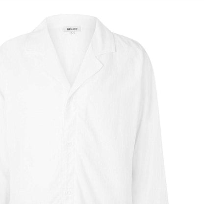 White - Side - Belier Mens Linen Long-Sleeved Shirt