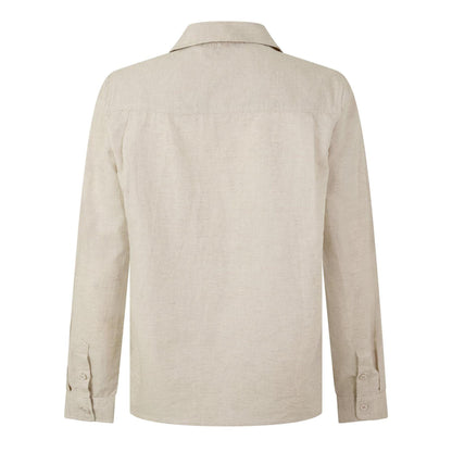 Oatmeal - Back - Belier Mens Linen Long-Sleeved Shirt