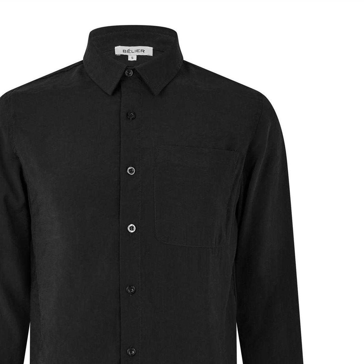 Black - Side - Belier Mens Pocket Long-Sleeved Shirt