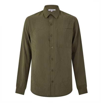 Olive - Front - Belier Mens Pocket Long-Sleeved Shirt