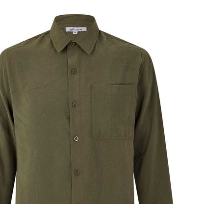 Olive - Side - Belier Mens Pocket Long-Sleeved Shirt