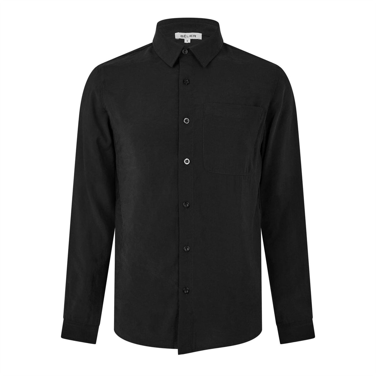 Black - Front - Belier Mens Pocket Long-Sleeved Shirt