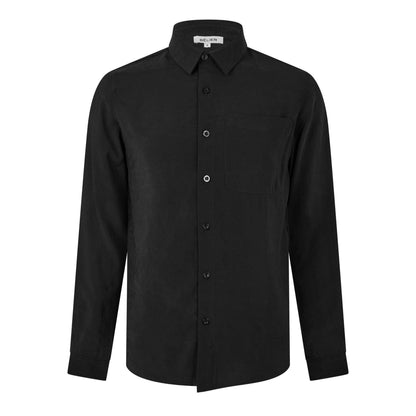 Black - Front - Belier Mens Pocket Long-Sleeved Shirt