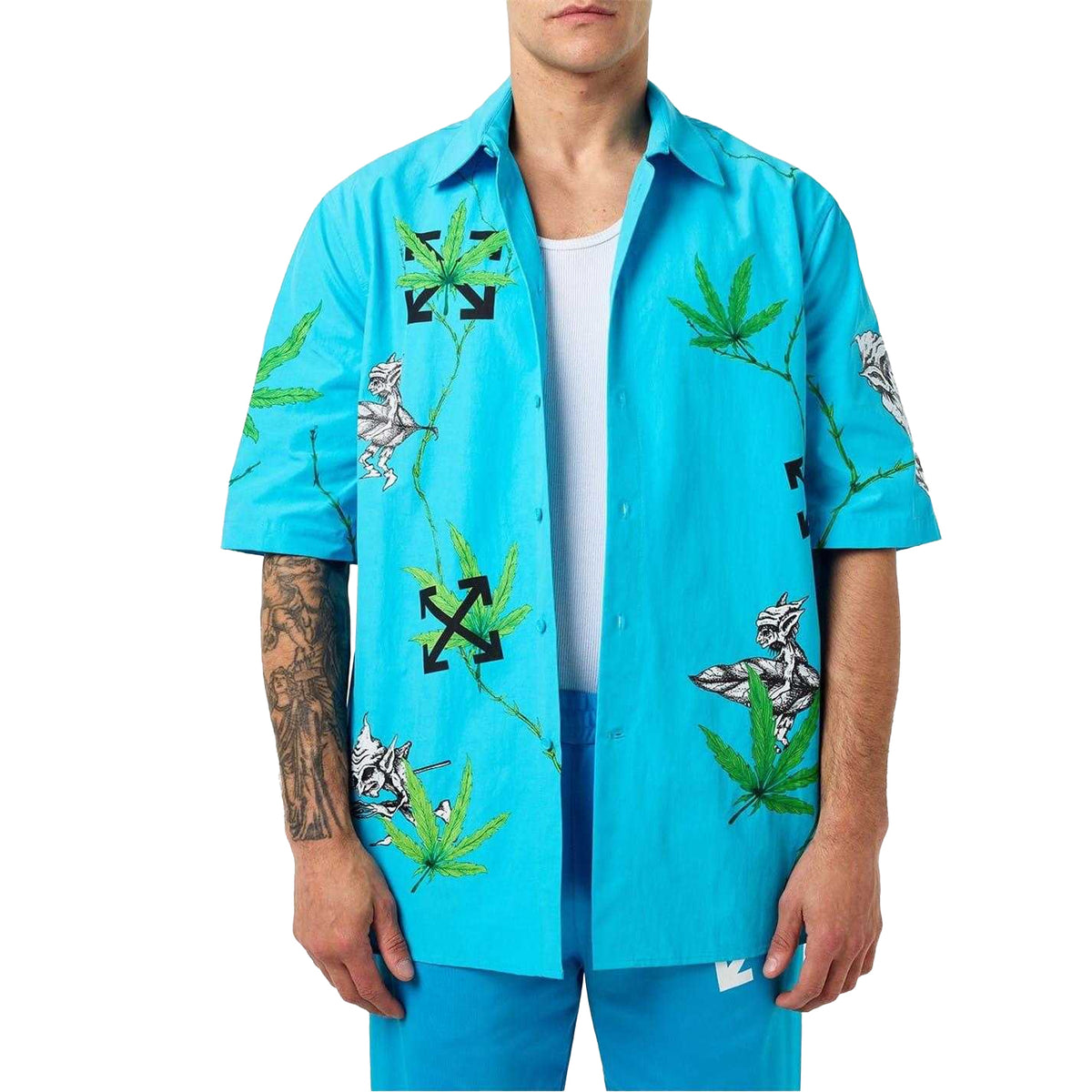 Blue - Lifestyle - Off White Mens Virgil Leaves Relaxed Fit Shirt