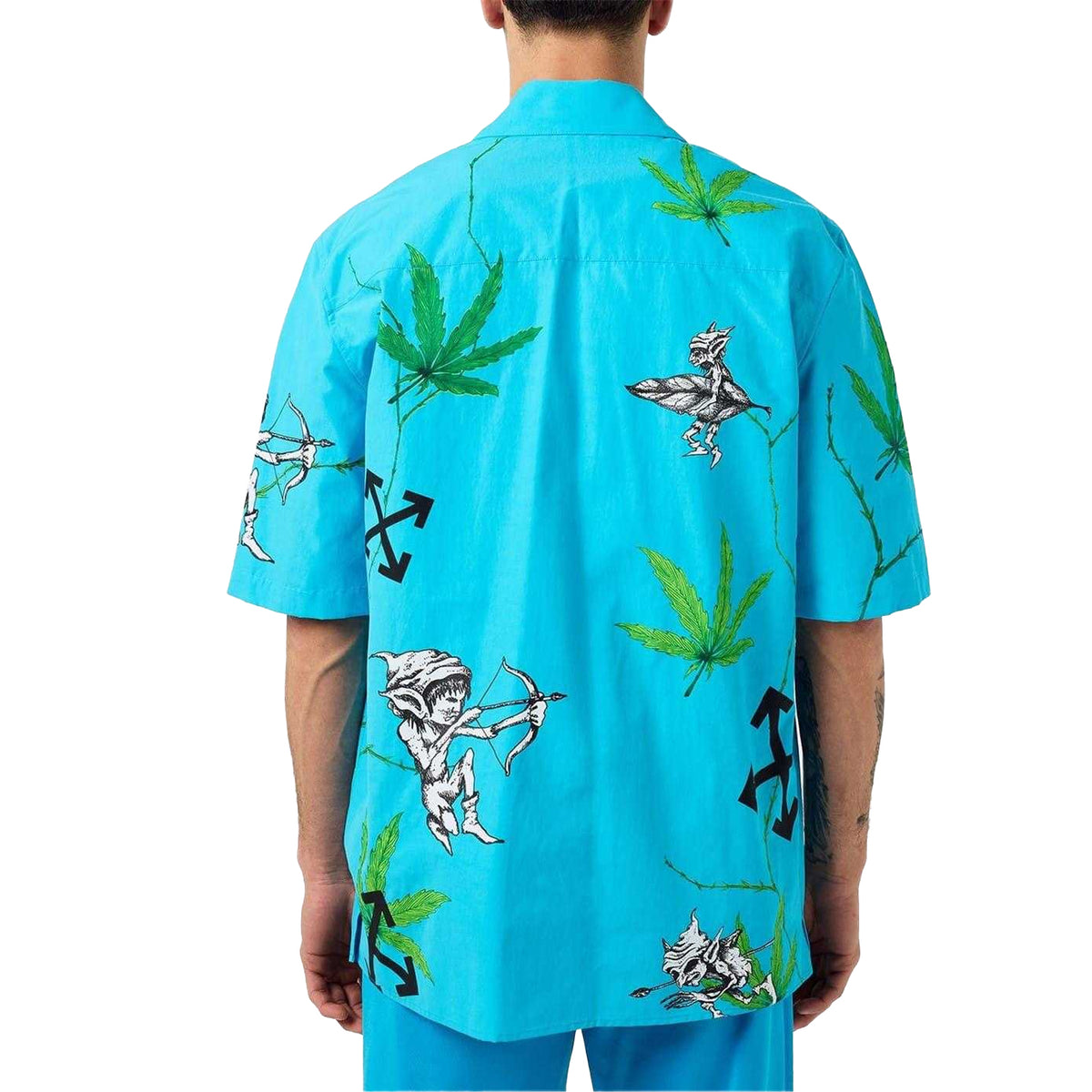 Blue - Pack Shot - Off White Mens Virgil Leaves Relaxed Fit Shirt