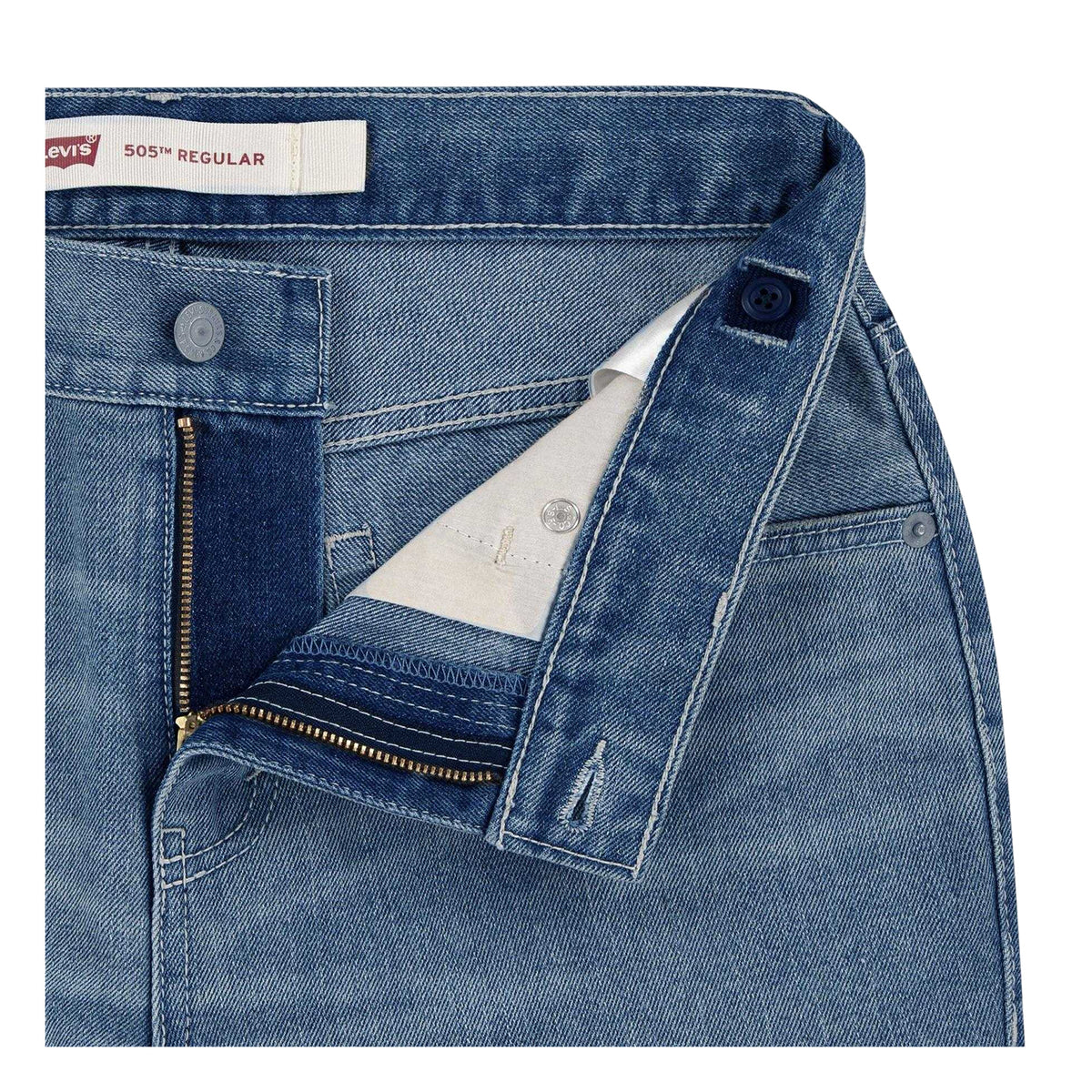 Bay Blue - Side - Levis Childrens-Kids 505 Denim Regular Jeans