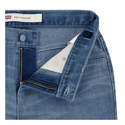 Bay Blue - Side - Levis Childrens-Kids 505 Denim Regular Jeans