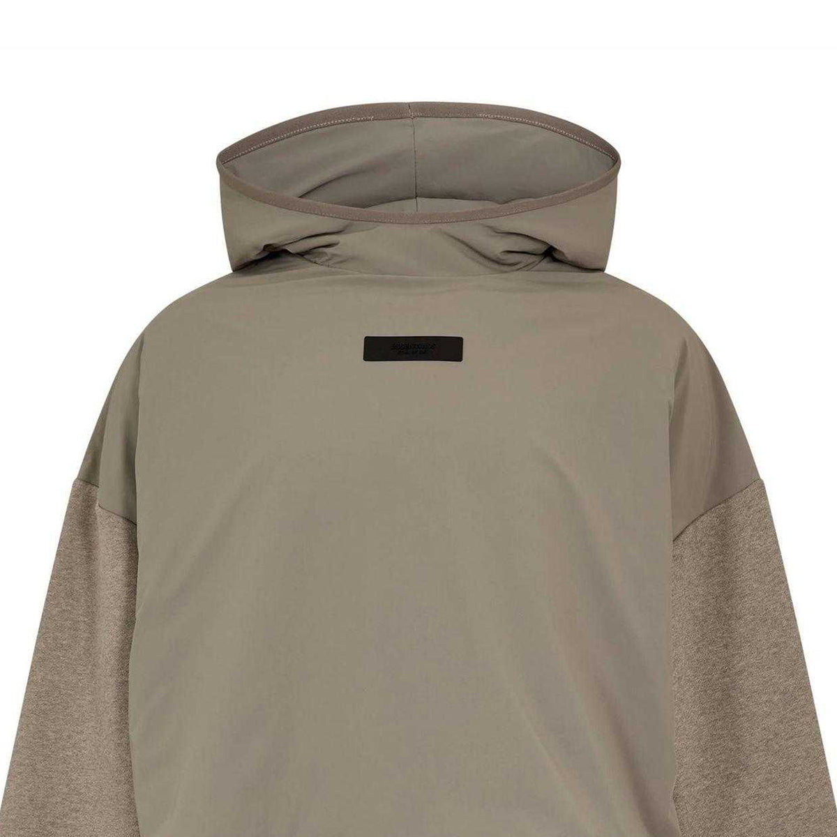 Dust-Heather Grey - Side - Fear Of God Essentials Mens Layered Relaxed Fit Pullover Hoodie