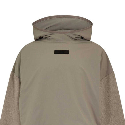 Dust-Heather Grey - Side - Fear Of God Essentials Mens Layered Relaxed Fit Pullover Hoodie