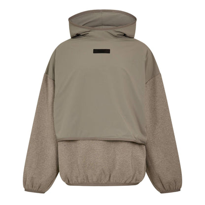 Dust-Heather Grey - Front - Fear Of God Essentials Mens Layered Relaxed Fit Pullover Hoodie