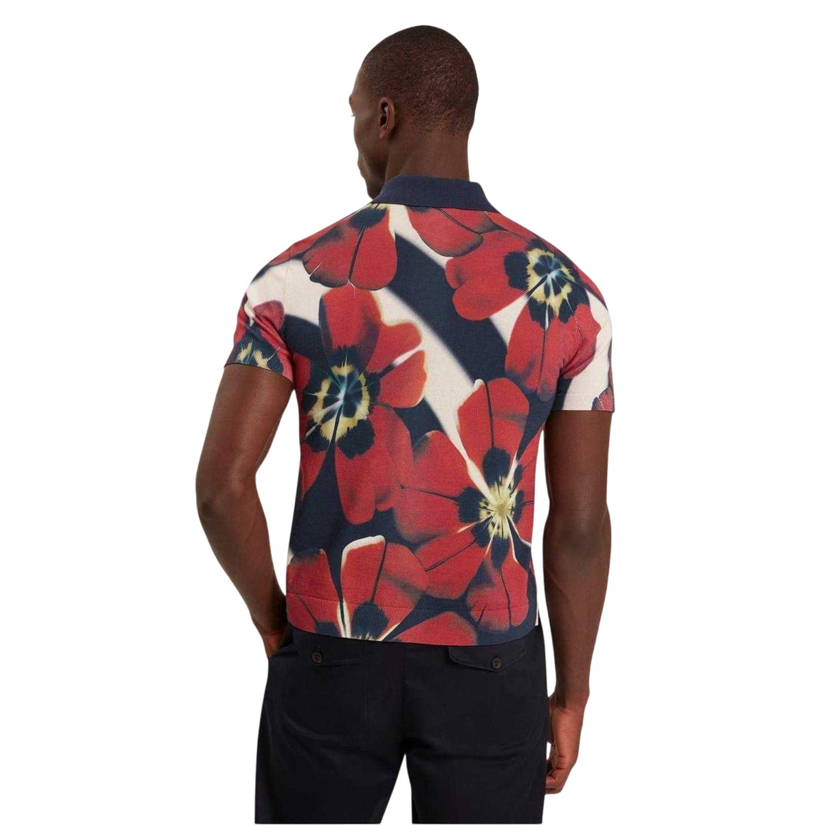 Red-Multicoloured - Back - Ted Baker Mens Buddha Floral Collared Short-Sleeved Shirt