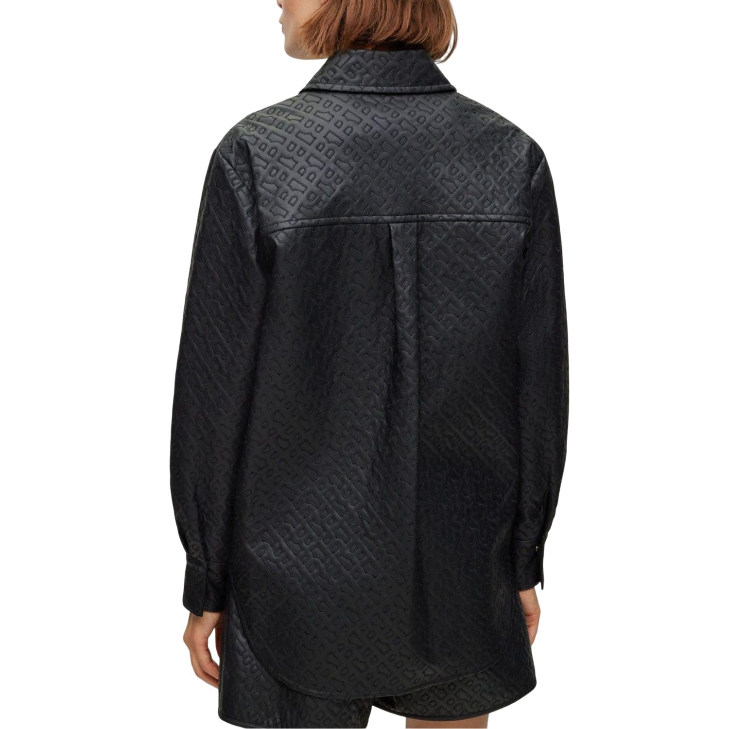 Black - Back - Boss Womens-Ladies Monogram Embossed Shirt