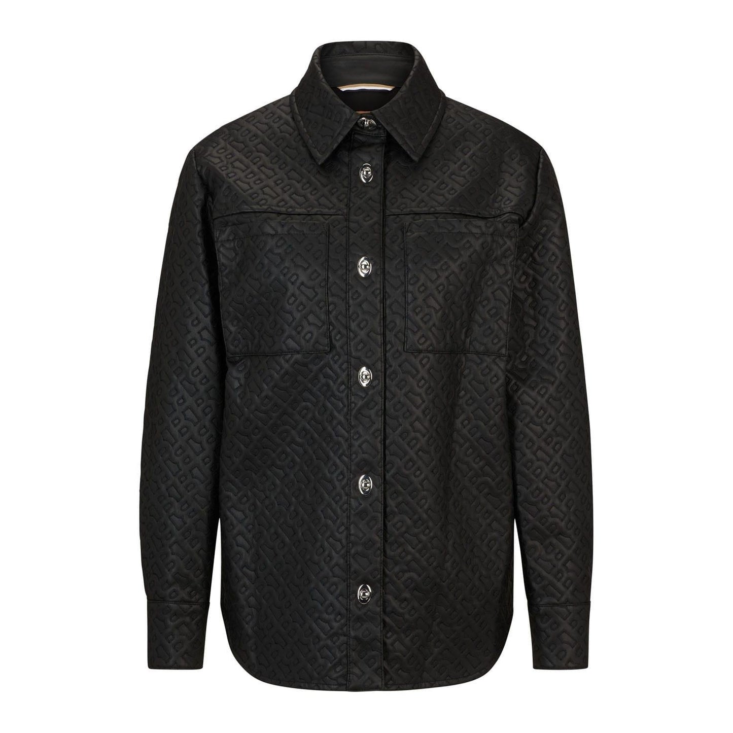 Black - Front - Boss Womens-Ladies Monogram Embossed Shirt