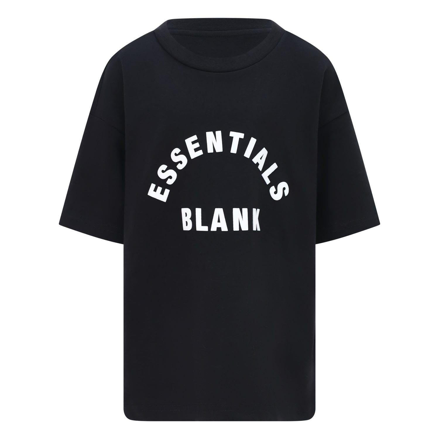 Black - Front - Blank Essentials Boys Regular T-Shirt