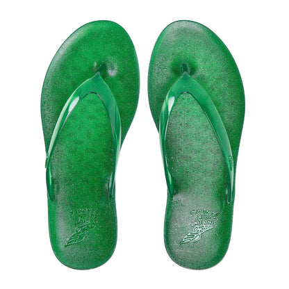 Green - Side - Ancient Greek Sandals Womens-Ladies Jelly Thong Strap Flip Flops
