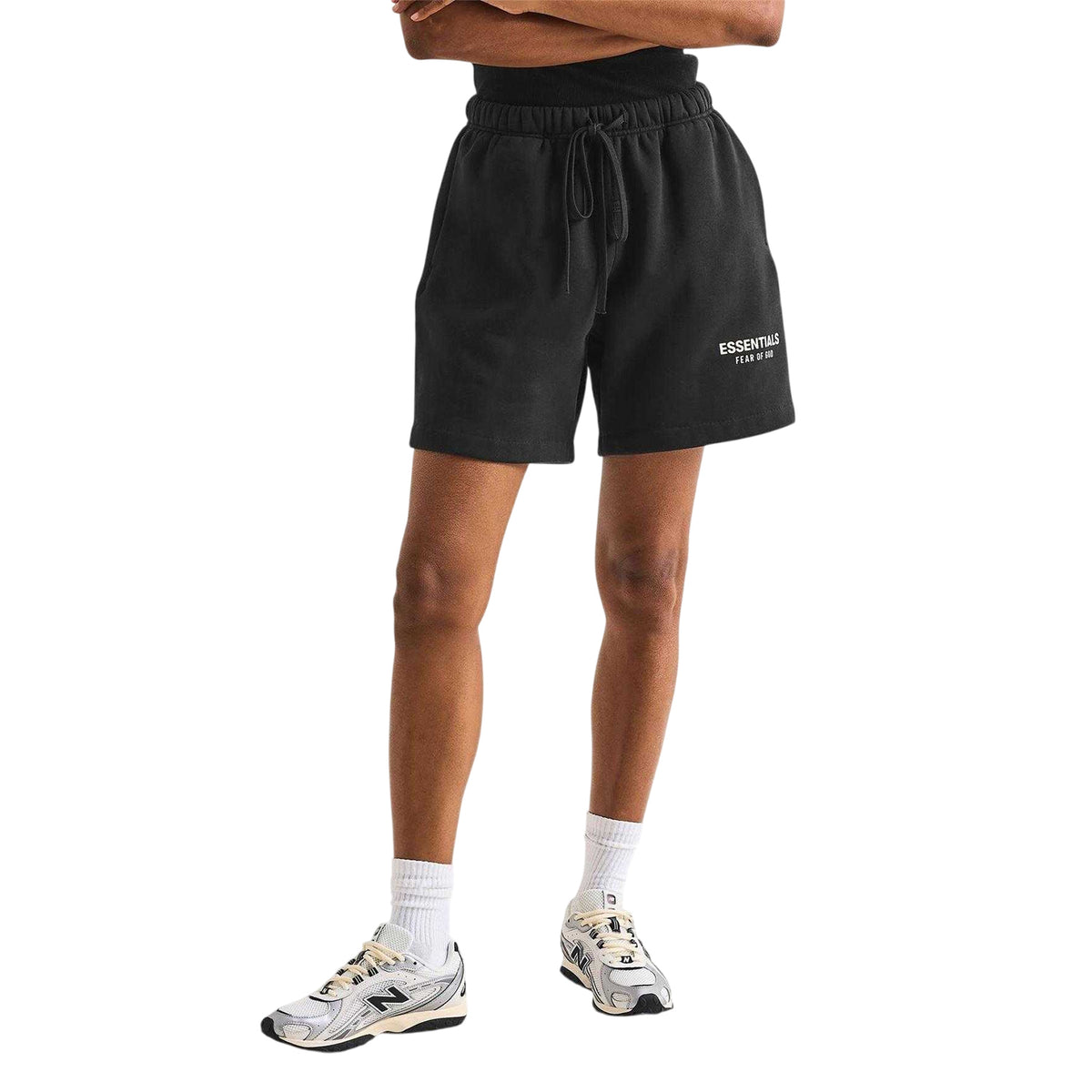 Black - Side - Fear Of God Essentials Womens-Ladies Fleece Shorts