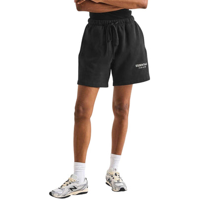 Black - Side - Fear Of God Essentials Womens-Ladies Fleece Shorts