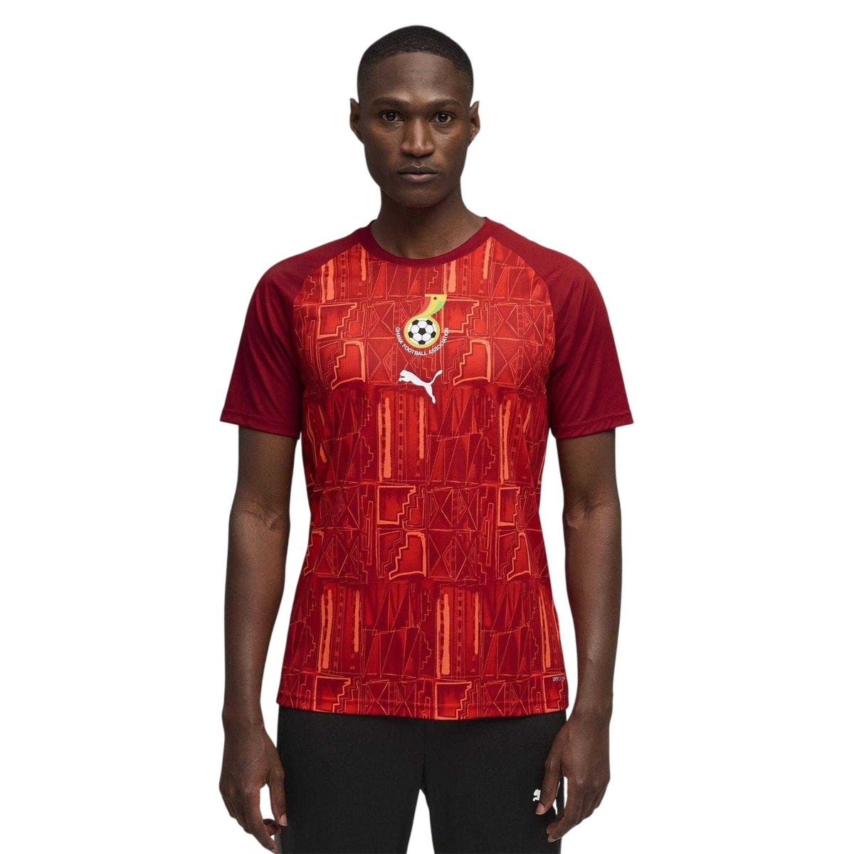 Red-Green - Side - Puma Mens World Cup 2026 Ghana Crew Neck Short-Sleeved Football Shirt