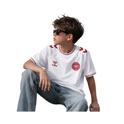 White - Lifestyle - Hummel Childrens-Kids 2025 Denmark Away Shirt