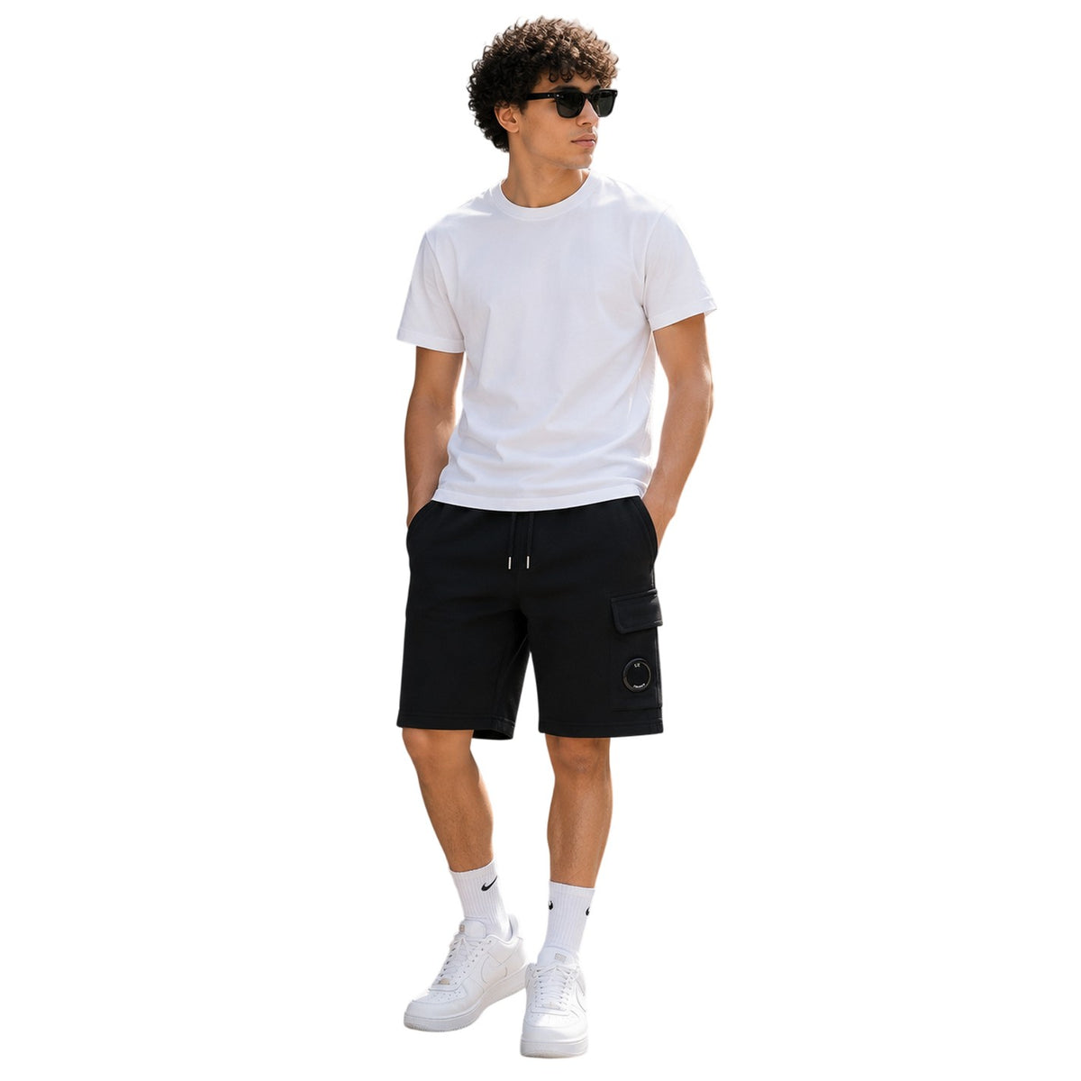 Black - Pack Shot - C.P. Company Boys Cotton Sweat Shorts