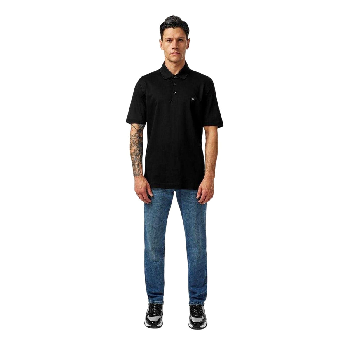 Black - Pack Shot - Boss Mens Parris Monogram Polo Shirt