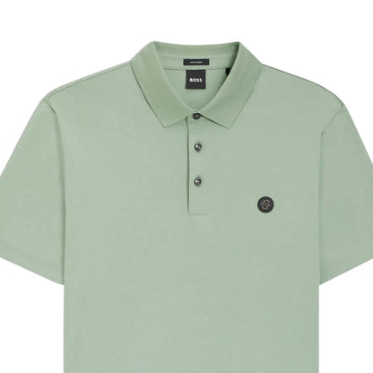 Green - Side - Boss Mens Parris Monogram Polo Shirt