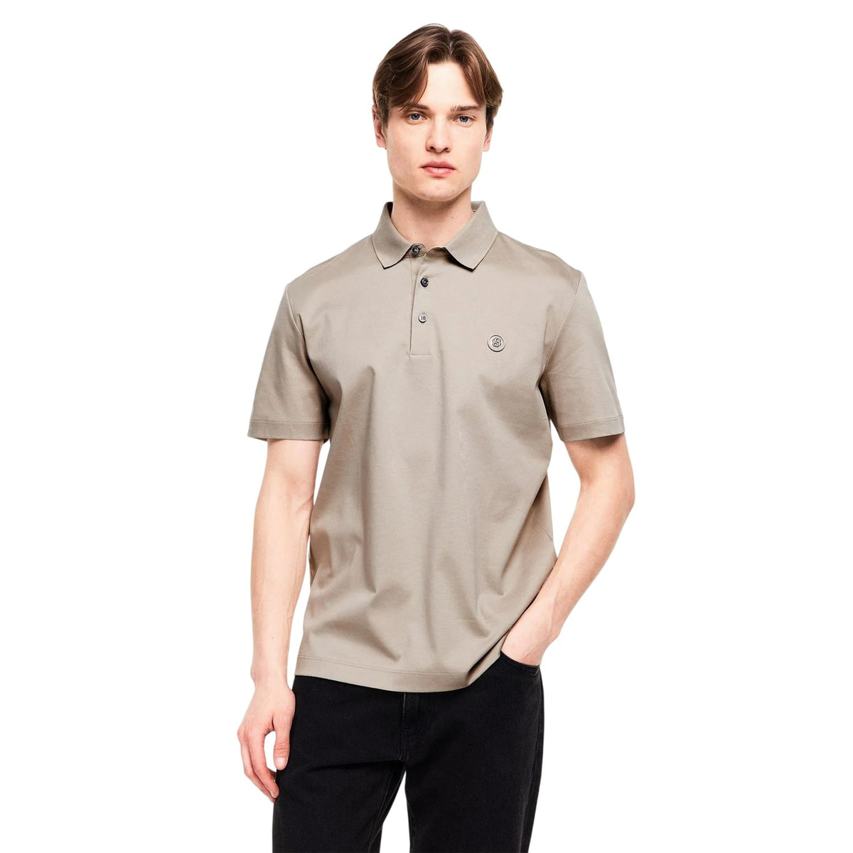 Beige - Lifestyle - Boss Mens Parris Monogram Polo Shirt