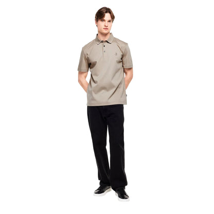 Beige - Close up - Boss Mens Parris Monogram Polo Shirt