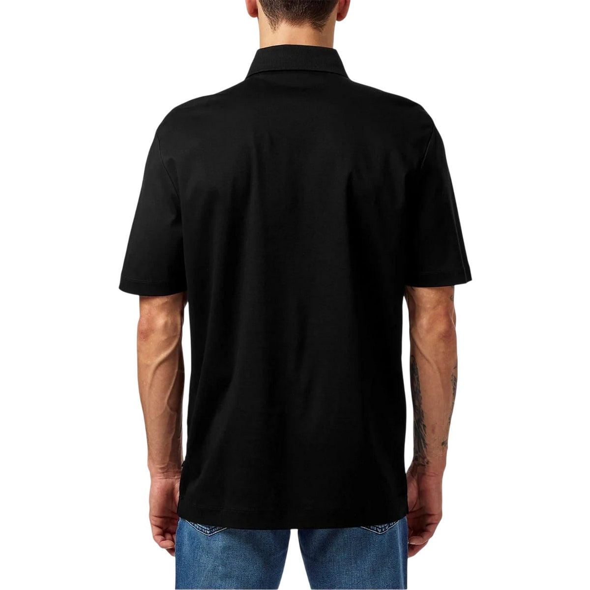 Black - Back - Boss Mens Parris Monogram Polo Shirt