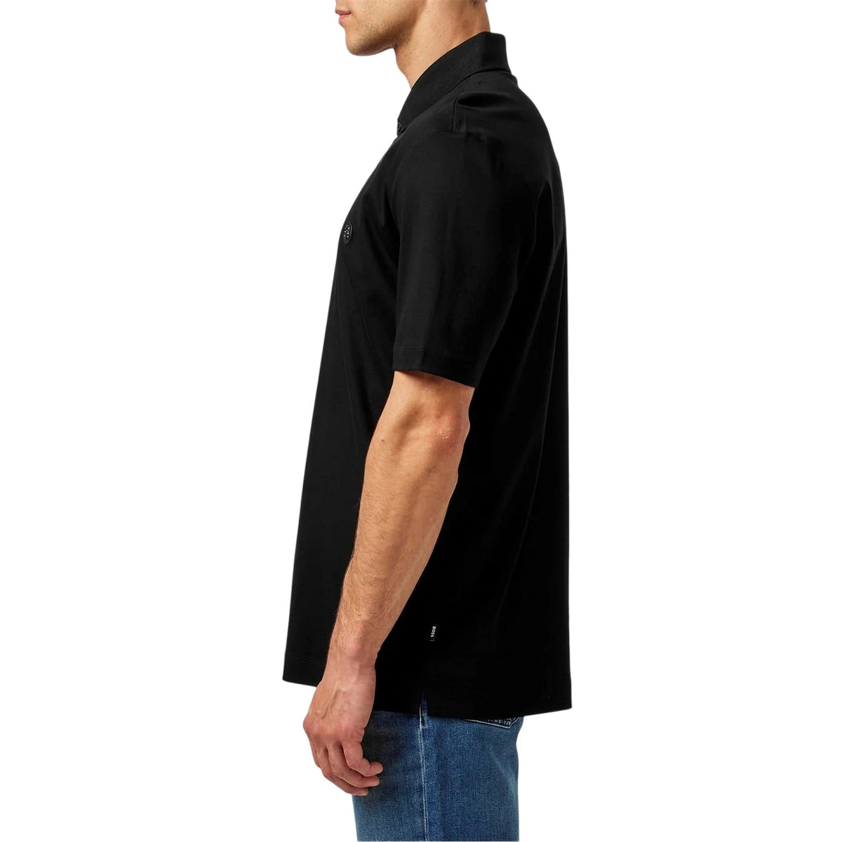 Black - Side - Boss Mens Parris Monogram Polo Shirt