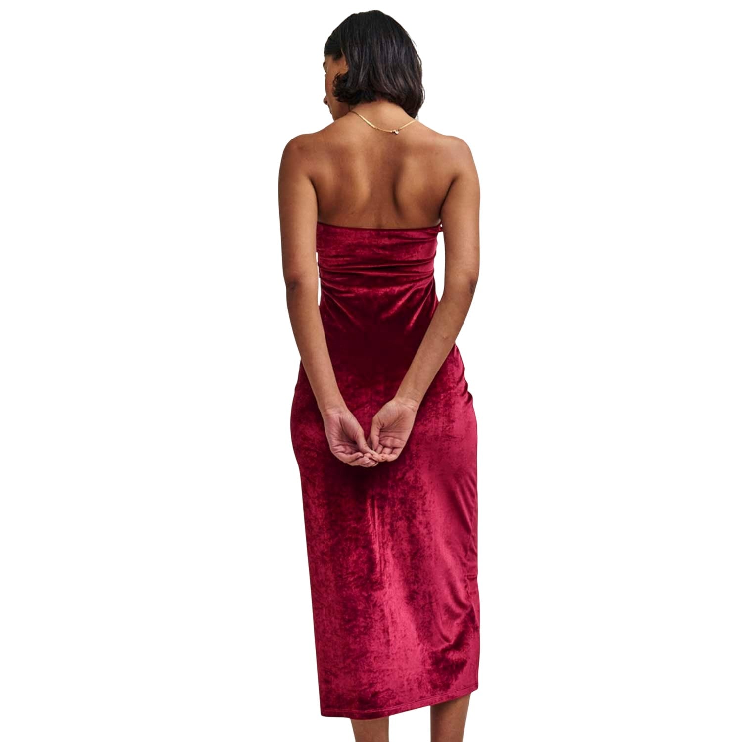 Red - Back - Nobody´s Child Womens-Ladies Velvet Bandeau Dress