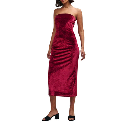 Red - Front - Nobody´s Child Womens-Ladies Velvet Bandeau Dress